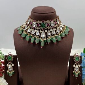 Brinda Jaipuri Moissanite Kundan Choker Necklace